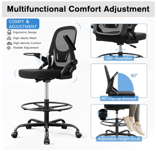 AMAZON 450lbs Drafting Chair Tall Office Chair
