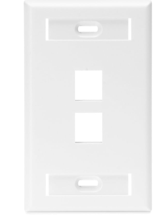 AMAZON Leviton QuickPort Wallplate with ID Window, Single Gang, 2-Port, 42080-2WS, White