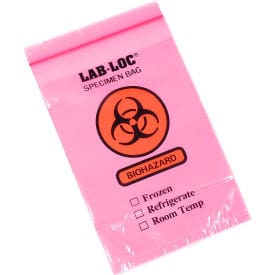 Centerline Dynamics 3 Wall Specimen Bag Elkay Plastics Reclosable 3-Wall Specimen Transfer Bag (Biohazard), Red Tint, Pkg Qty 1000, 6" x 9"