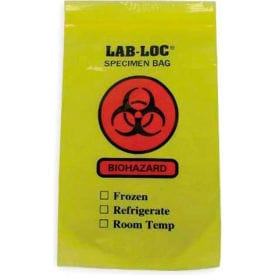 Centerline Dynamics 3 Wall Specimen Bag Elkay Plastics Reclosable 3-Wall Specimen Transfer Bag (Biohazard), Yellow Tint, Pkg Qty 1000, 6" x 9"