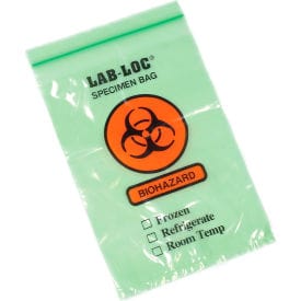 Centerline Dynamics 3 Wall Specimen Bag Reclosable 3-Wall Specimen Transfer Bag (Biohazard), Green Tint, Pkg Qty 1000, 6" x 9"