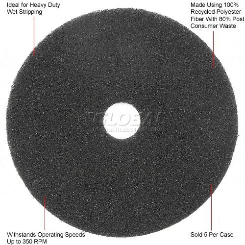 Centerline Dynamics Accessories & Supplies Global Industrial™ 20" Stripping Pad, Black, 5 Per Case
