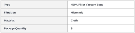 Centerline Dynamics Accessories & Supplies Global Industrial™ HEPA Filter Bag For 10 Quart Backpack, 9 Bags/Pack