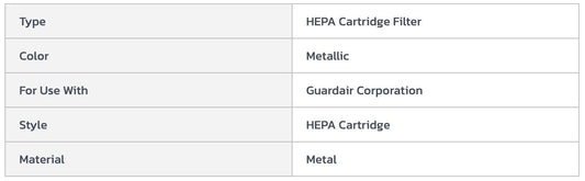 Centerline Dynamics Accessories & Supplies Guardair HEPA Cartridge Filter For 30 & 50 Gallon Pneumatic Vacuums