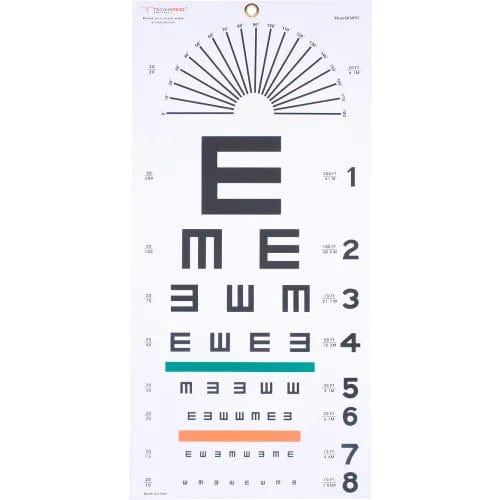 Centerline Dynamics Anatomical Models & Charts Tech-Med Illiterate Eye Test Chart, 20 ft, Non-Reflective Matte Finish, 22" x 11"
