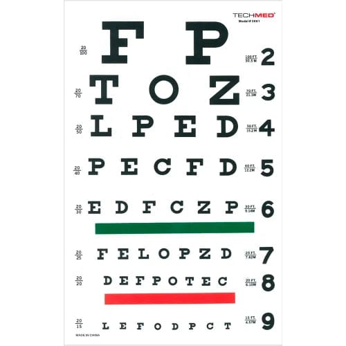 Centerline Dynamics Anatomical Models & Charts Tech-Med Illuminated Snellen Eye Test Chart, 20 ft