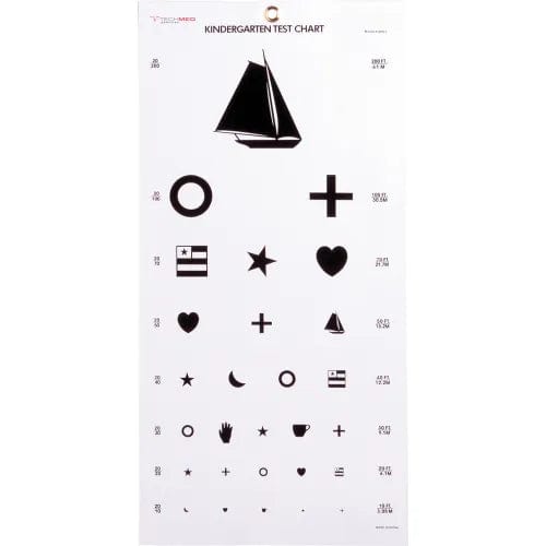 Centerline Dynamics Anatomical Models & Charts Tech-Med Kindergarten Eye Chart 20 ft, Non-Reflective Matte Finish, 22" x 11"