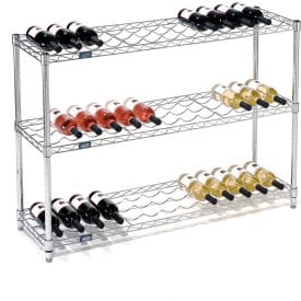 Centerline Dynamics Bartending Supplies Nexel® Wine Bottle Rack - 39 Bottle 48"W x 14"D x 34"H, Chrome