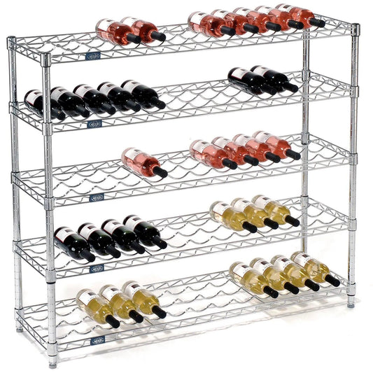 Centerline Dynamics Bartending Supplies Nexel® Wine Bottle Rack - 65 Bottle 48"W x 14"D x 42"H, Chrome