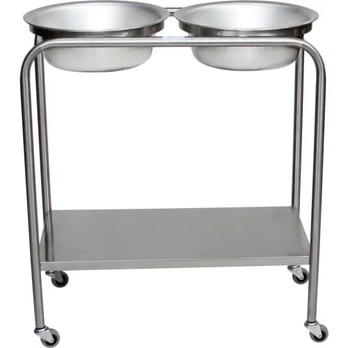 Centerline Dynamics Basins & Carafes Double Basin Solution Stand w/ H Brace, Stainless Steel, 29"Wx15"Dx33"H, 8.5 Qt Cap.