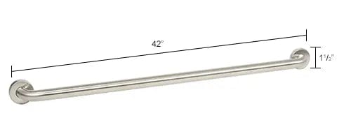 Centerline Dynamics Bathroom Accessories 1-1/2" Dia. Straight Satin Grab Bar 42"W