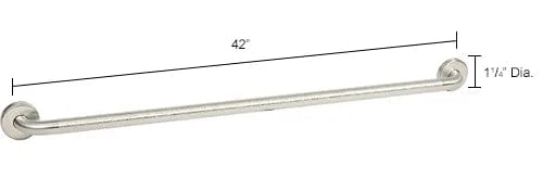 Centerline Dynamics Bathroom Accessories 1-1/4" Dia. Straight Peened Grab Bar 42"W