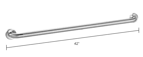 Centerline Dynamics Bathroom Accessories Straight Grab Bar, Peened Stainless Steel - 42"W x 1-1/2" Dia.