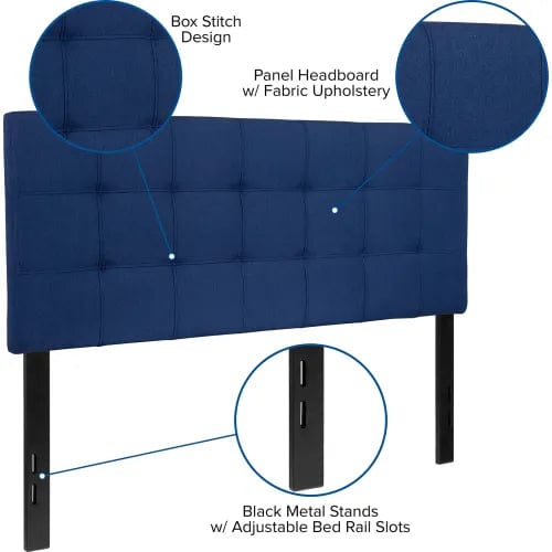 Centerline Dynamics Beds & Headboards Bedford Tufted Upholstered Headboard in Navy, Full Size