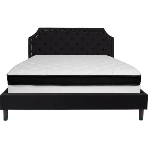 Centerline Dynamics Beds & Headboards Brighton Tufted Upholstered Platform Bed, Black, With Memory Foam Mattress, King