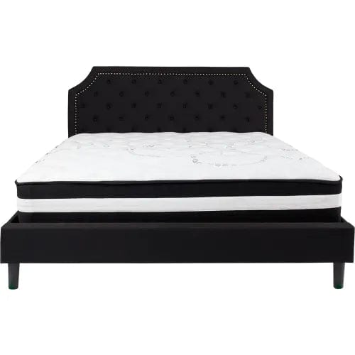 Centerline Dynamics Beds & Headboards Brighton Tufted Upholstered Platform Bed, Black, With Pocket Spring Mattress, King