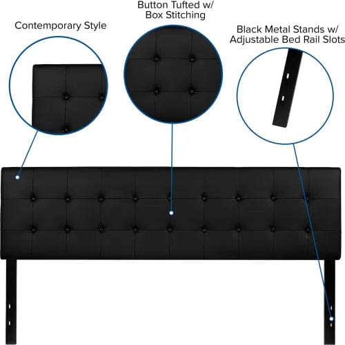 Centerline Dynamics Beds & Headboards Lennox Tufted Upholstered Headboard in Black Vinyl, King Size