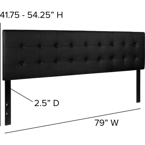 Centerline Dynamics Beds & Headboards Lennox Tufted Upholstered Headboard in Black Vinyl, King Size