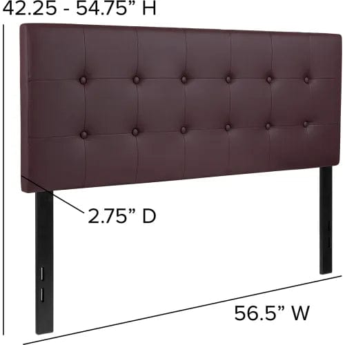 Centerline Dynamics Beds & Headboards Lennox Tufted Upholstered Headboard in Brown Vinyl, Full Size