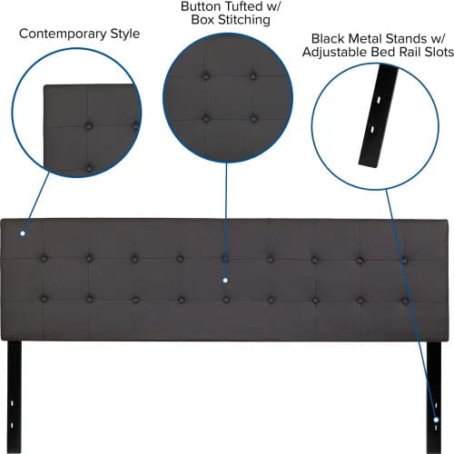 Centerline Dynamics Beds & Headboards Lennox Tufted Upholstered Headboard in Gray Vinyl, King Size