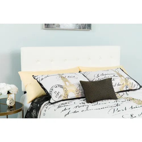 Centerline Dynamics Beds & Headboards Lennox Tufted Upholstered Headboard in White Vinyl, Full Size
