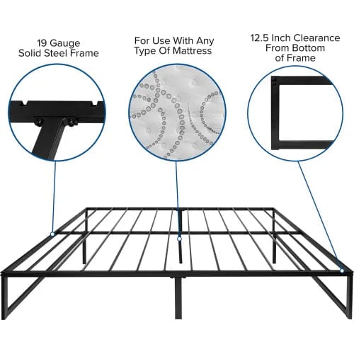 Centerline Dynamics Beds & Headboards Metal Platform Bed Frame, 14" H, 10" Pocket Spring Mattress in a Box, King Size