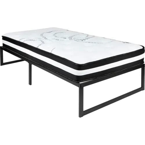 Centerline Dynamics Beds & Headboards Metal Platform Bed Frame, 14" H, 10" Pocket Spring Mattress in a Box, Twin Size