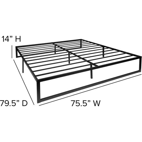 Centerline Dynamics Beds & Headboards Metal Platform Bed Frame with Steel Slat Support, 14" H, King Size