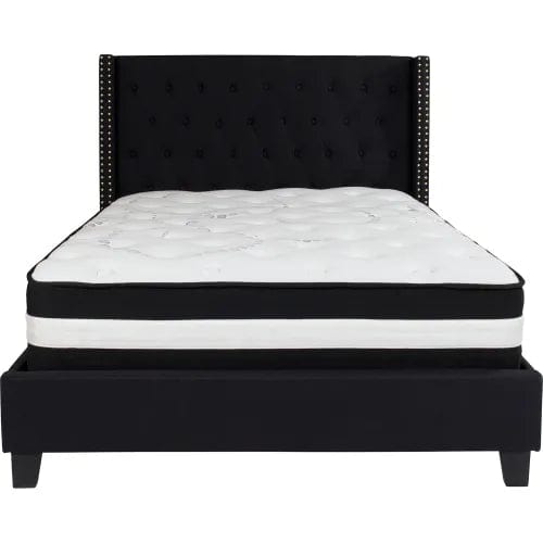 Centerline Dynamics Beds & Headboards Riverdale Tufted Upholstered Platform Bed, Black, Pocket Spring Mattress, Full