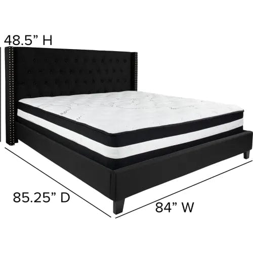 Centerline Dynamics Beds & Headboards Riverdale Tufted Upholstered Platform Bed, Black, Pocket Spring Mattress, King