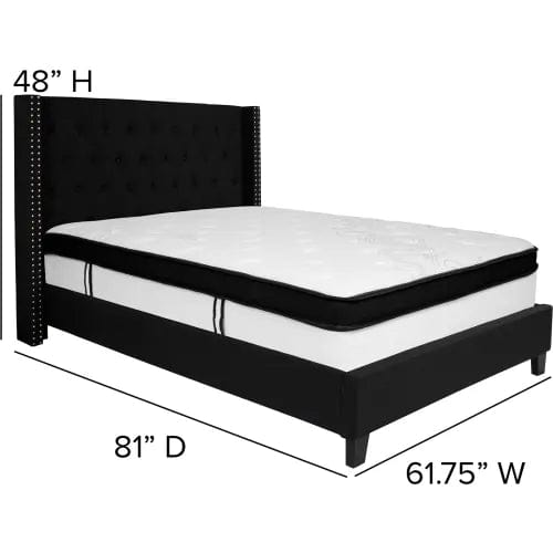 Centerline Dynamics Beds & Headboards Riverdale Tufted Upholstered Platform Bed, Black, With Memory Foam Mattress, Full