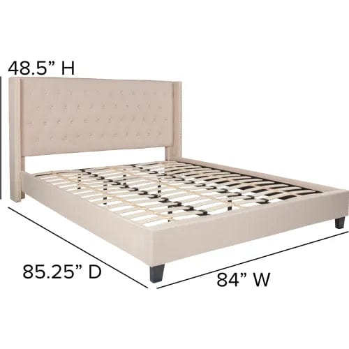 Centerline Dynamics Beds & Headboards Riverdale Tufted Upholstered Platform Bed in Beige, King Size