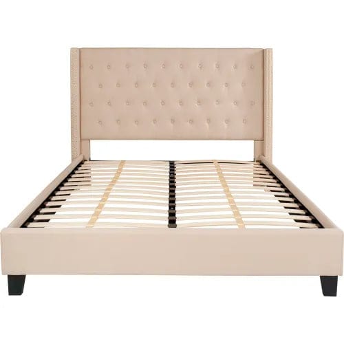 Centerline Dynamics Beds & Headboards Riverdale Tufted Upholstered Platform Bed in Beige, Queen Size