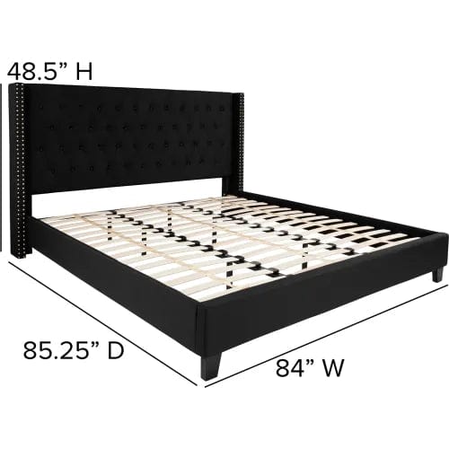 Centerline Dynamics Beds & Headboards Riverdale Tufted Upholstered Platform Bed in Black, King Size