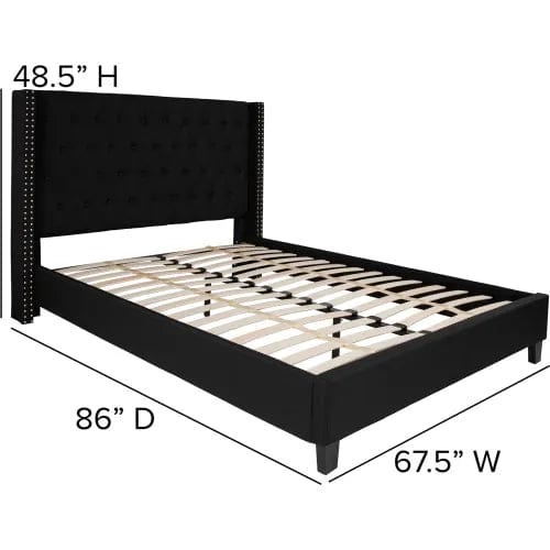 Centerline Dynamics Beds & Headboards Riverdale Tufted Upholstered Platform Bed in Black, Queen Size