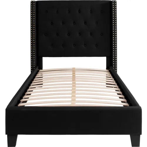Centerline Dynamics Beds & Headboards Riverdale Tufted Upholstered Platform Bed in Black, Twin Size