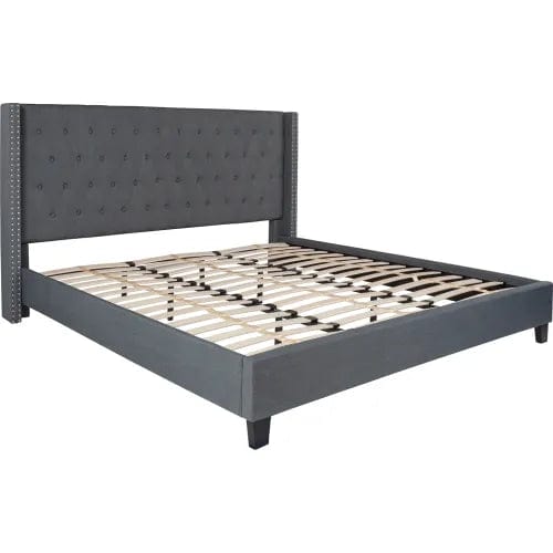 Centerline Dynamics Beds & Headboards Riverdale Tufted Upholstered Platform Bed in Dark Gray, King Size