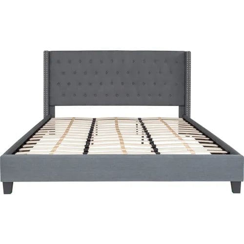 Centerline Dynamics Beds & Headboards Riverdale Tufted Upholstered Platform Bed in Dark Gray, King Size