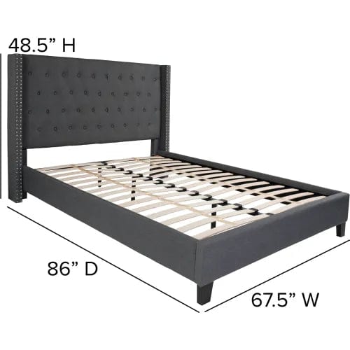 Centerline Dynamics Beds & Headboards Riverdale Tufted Upholstered Platform Bed in Dark Gray, Queen Size