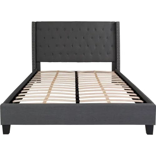 Centerline Dynamics Beds & Headboards Riverdale Tufted Upholstered Platform Bed in Dark Gray, Queen Size