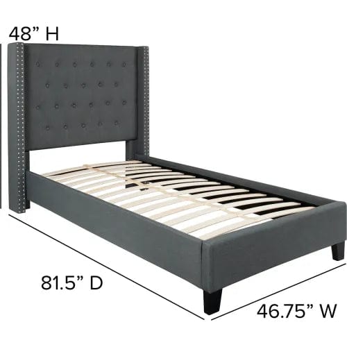 Centerline Dynamics Beds & Headboards Riverdale Tufted Upholstered Platform Bed in Dark Gray, Twin Size