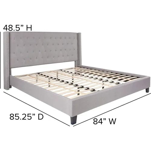 Centerline Dynamics Beds & Headboards Riverdale Tufted Upholstered Platform Bed in Light Gray, King Size