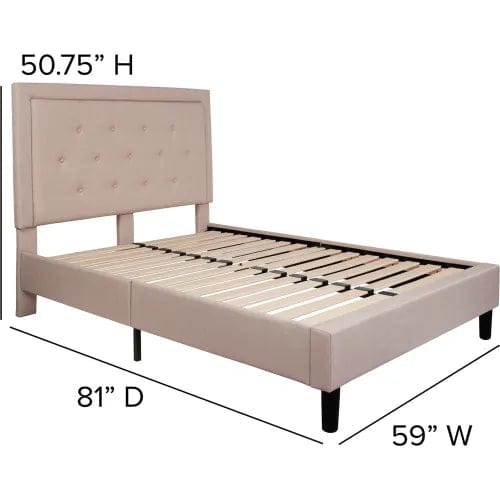 Centerline Dynamics Beds & Headboards Roxbury Tufted Upholstered Platform Bed in Beige, Full Size