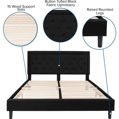 Centerline Dynamics Beds & Headboards Roxbury Tufted Upholstered Platform Bed in Black, King Size