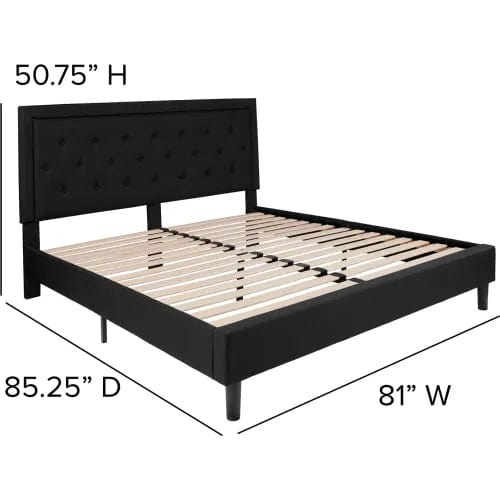 Centerline Dynamics Beds & Headboards Roxbury Tufted Upholstered Platform Bed in Black, King Size