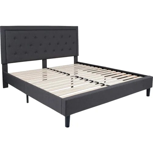 Centerline Dynamics Beds & Headboards Roxbury Tufted Upholstered Platform Bed in Dark Gray, King Size
