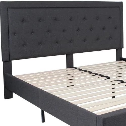 Centerline Dynamics Beds & Headboards Roxbury Tufted Upholstered Platform Bed in Dark Gray, King Size