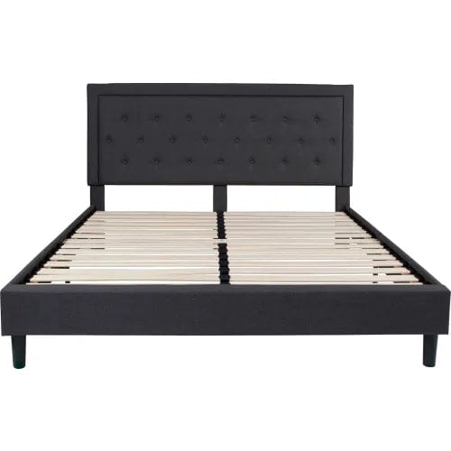 Centerline Dynamics Beds & Headboards Roxbury Tufted Upholstered Platform Bed in Dark Gray, King Size