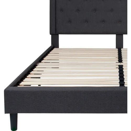 Centerline Dynamics Beds & Headboards Roxbury Tufted Upholstered Platform Bed in Dark Gray, King Size
