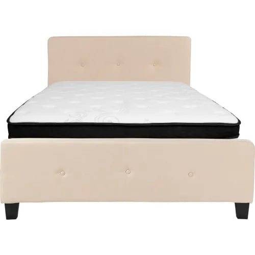 Centerline Dynamics Beds & Headboards Tribeca Tufted Upholstered Platform Bed, Beige, With Memory Foam Mattress, Full